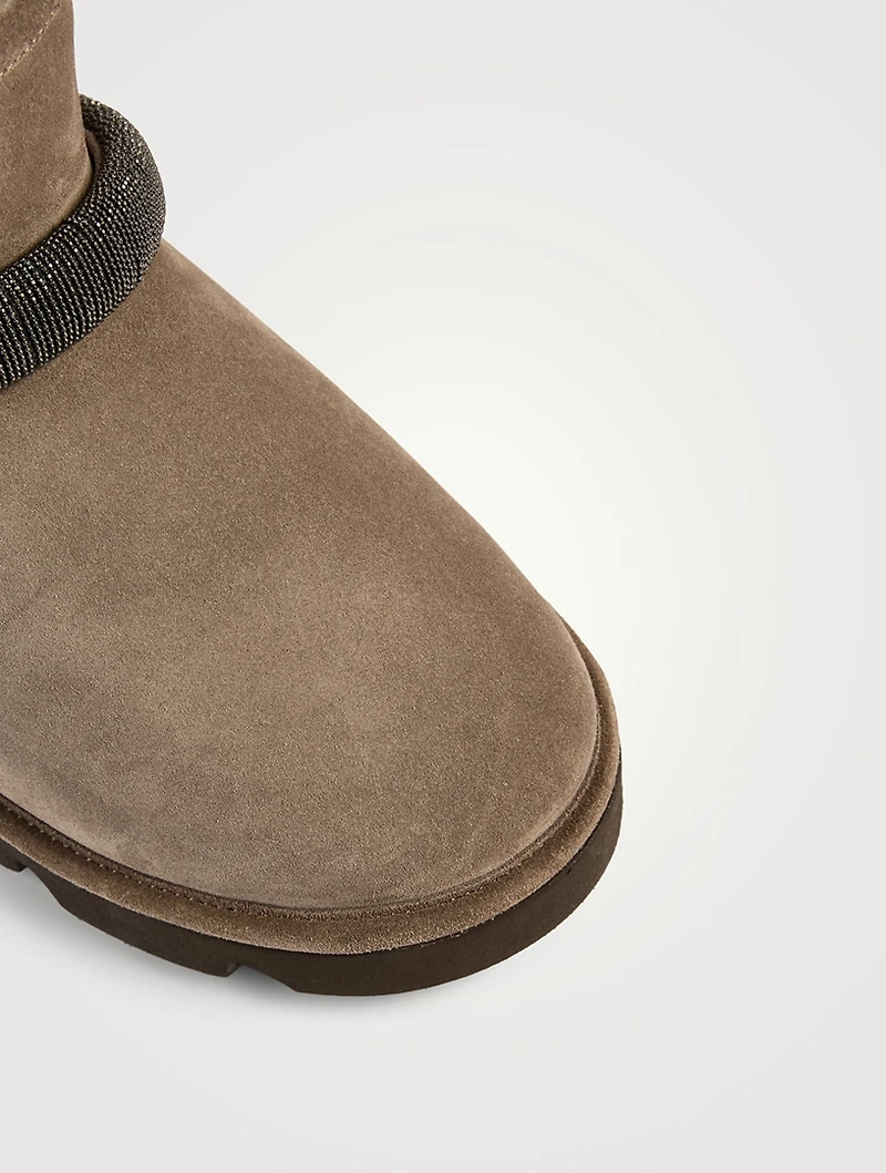 Shearling-Lined Suede Ankle Boots