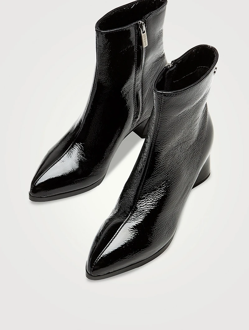Ann Patent Leather Ankle Boots