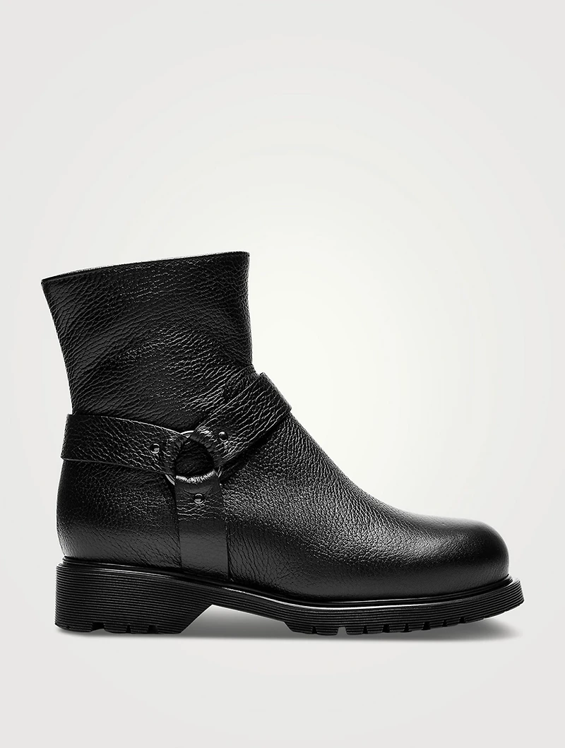Hyatt Shearling-Lined Leather Moto Boots