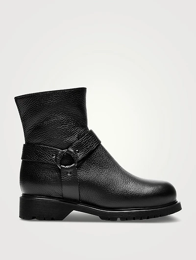 Hyatt Shearling-Lined Leather Moto Boots