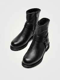 Hyatt Shearling-Lined Leather Moto Boots