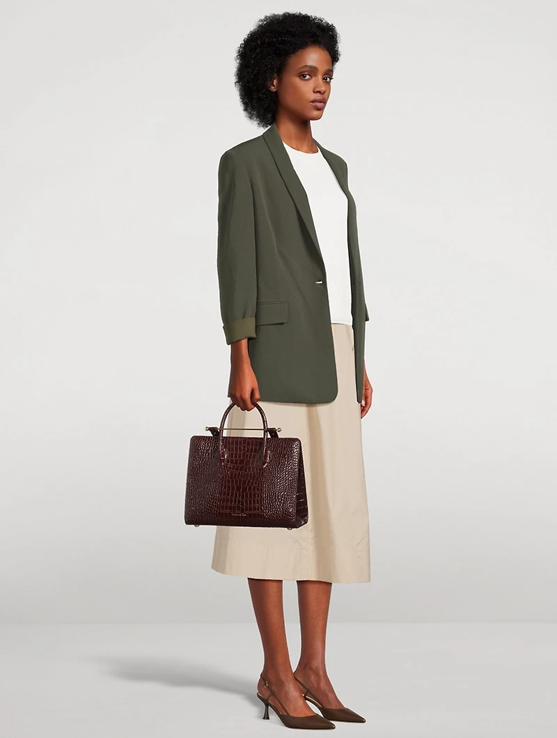 The Midi Strathberry Croc-Embossed Leather Tote Bag
