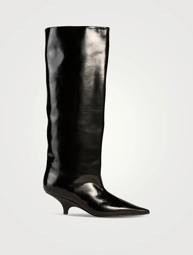 The Wedge-Heel Leather Knee-High Boots