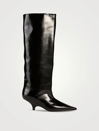 The Wedge-Heel Leather Knee-High Boots