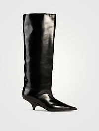 The Wedge-Heel Leather Knee-High Boots
