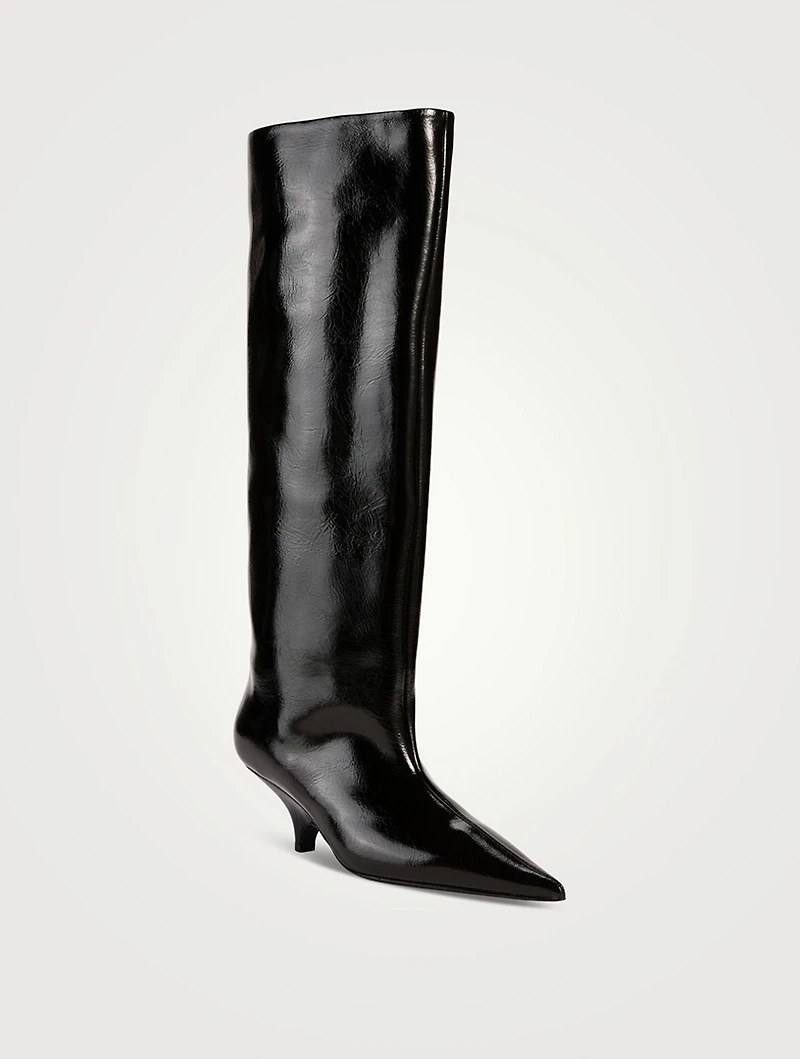 The Wedge-Heel Leather Knee-High Boots