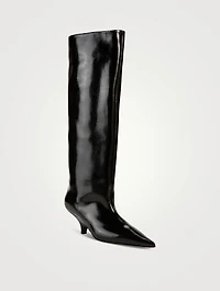 The Wedge-Heel Leather Knee-High Boots