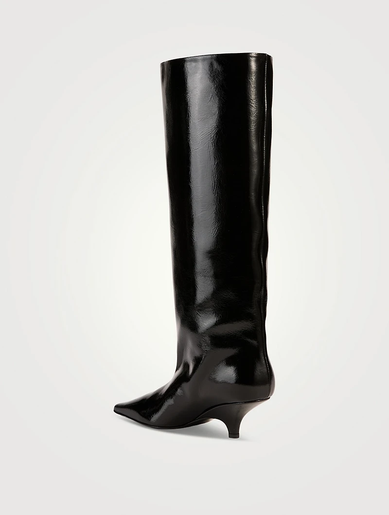 The Wedge-Heel Leather Knee-High Boots