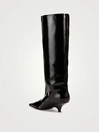 The Wedge-Heel Leather Knee-High Boots