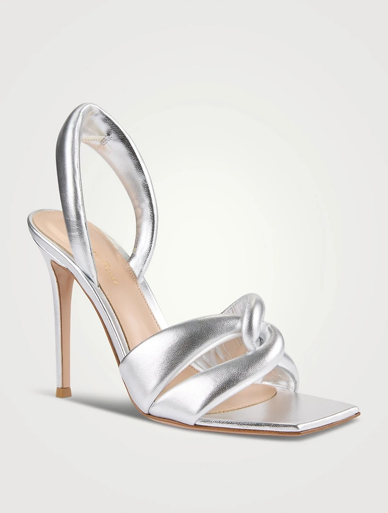 Metallic Leather Slingback Sandals