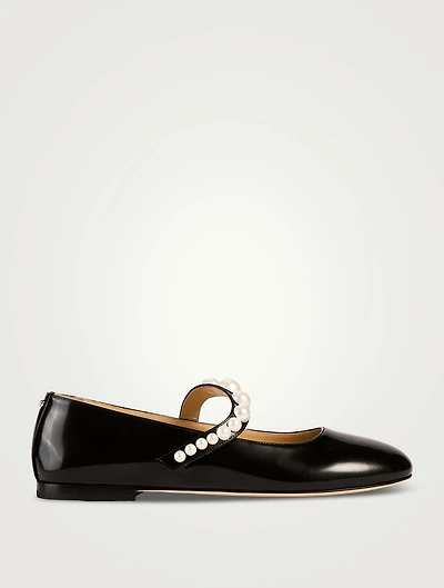 Sirene Pearl-Embellished Leather Ballerinas