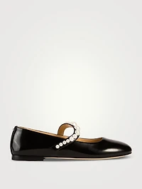 Sirene Pearl-Embellished Leather Ballerinas