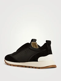 Nylon And Suede Slip-On Sneakers