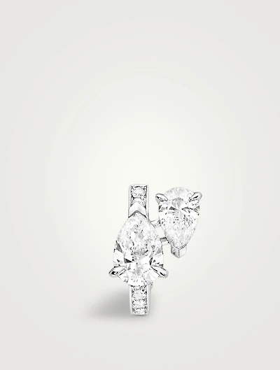Serti Sur Vide 18K White Gold Left Earring With Diamonds