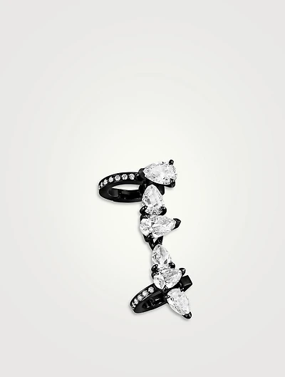 Serti Sur Vide 18K Black Gold Left Earcuff With Diamonds