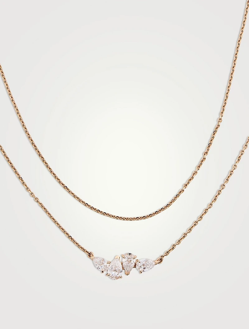 Serti Sur Vide Rose Gold Layered Necklace With Diamonds