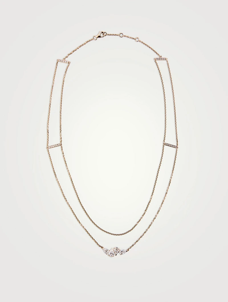 Serti Sur Vide Rose Gold Layered Necklace With Diamonds