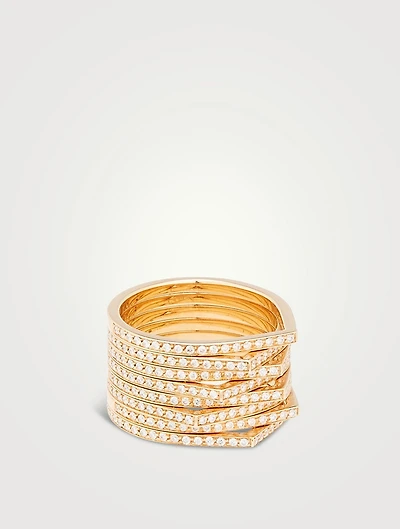 Antifer 8-Row Rose Gold Ring With Diamonds