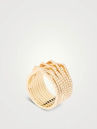 Antifer 8-Row Rose Gold Ring With Diamonds