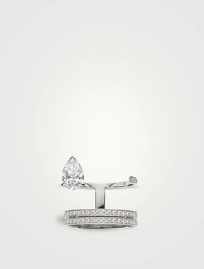 Serti Sur Vide 18K White Gold Ring With Diamonds
