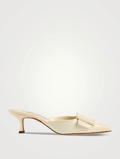 Maysalebi Croc-Embossed Leather Mules
