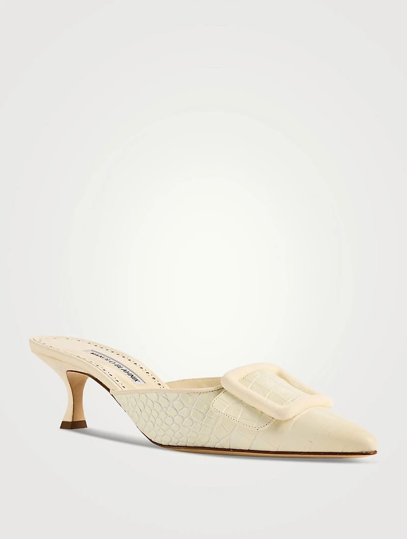 Maysalebi Croc-Embossed Leather Mules