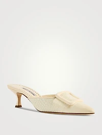 Maysalebi Croc-Embossed Leather Mules