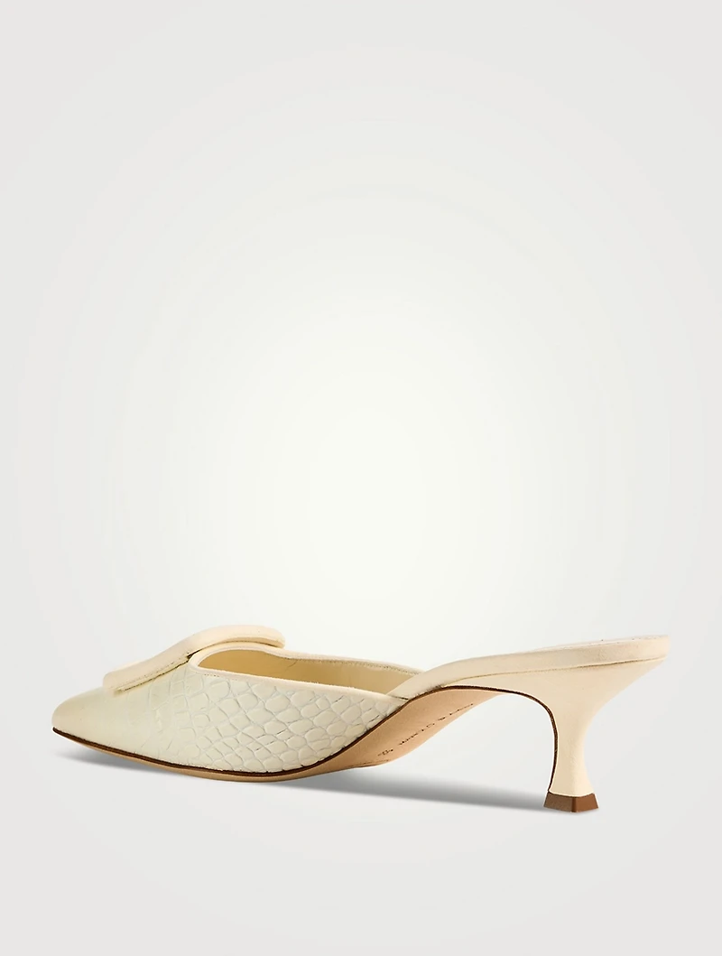 Maysalebi Croc-Embossed Leather Mules