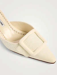 Maysalebi Croc-Embossed Leather Mules