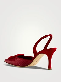 Mayslibi Croc-Embossed Leather Slingback Pumps