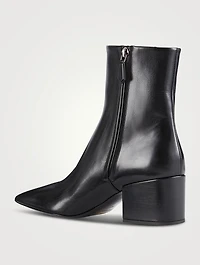 Leather Block Heel Ankle Boots