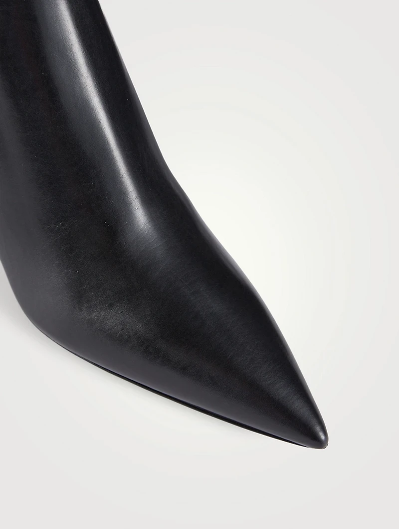 Leather Block Heel Ankle Boots