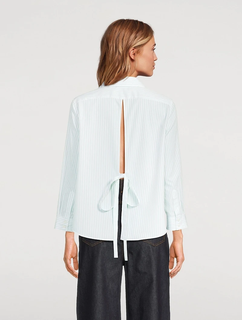 Split-Back Shirt Stripe Print