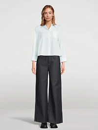 Split-Back Shirt Stripe Print