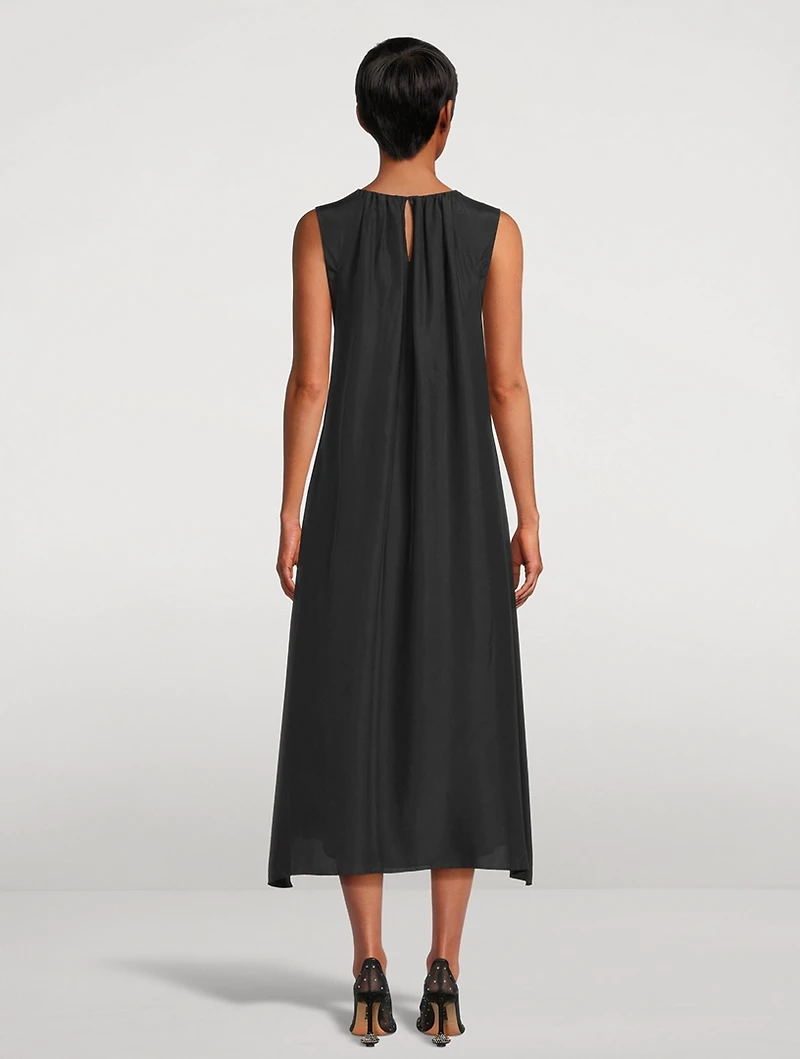 Chain-Trimmed Silk Dress