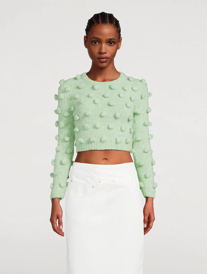 Bauble-Trimmed Cropped Sweater
