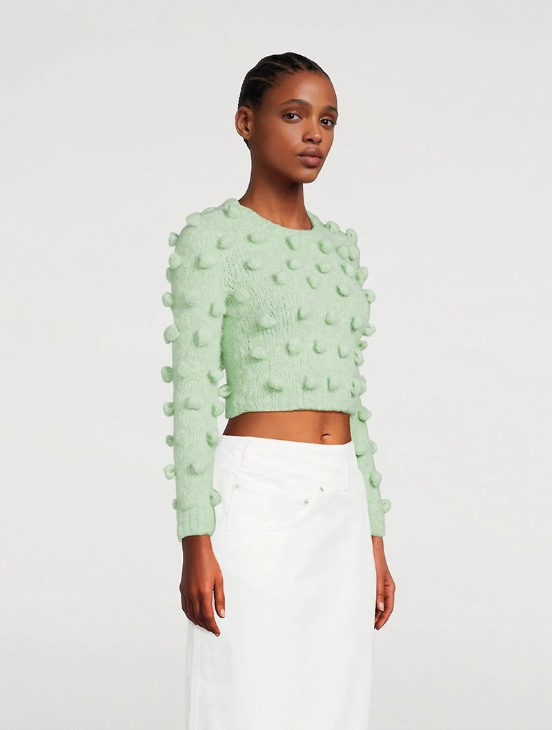 Bauble-Trimmed Cropped Sweater