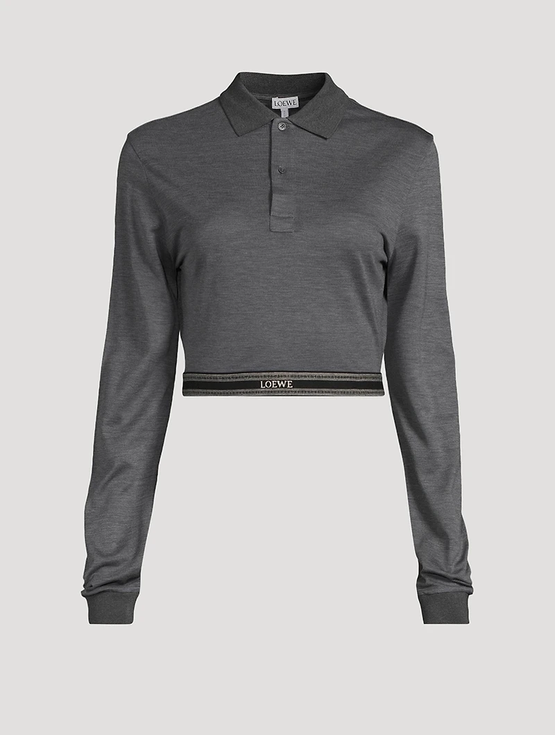 Logo-Elastic Cropped Polo Shirt