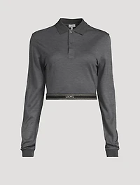 Logo-Elastic Cropped Polo Shirt