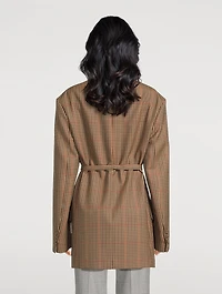 Bless Double-Breasted Wool Blazer Prince of Wales Print
