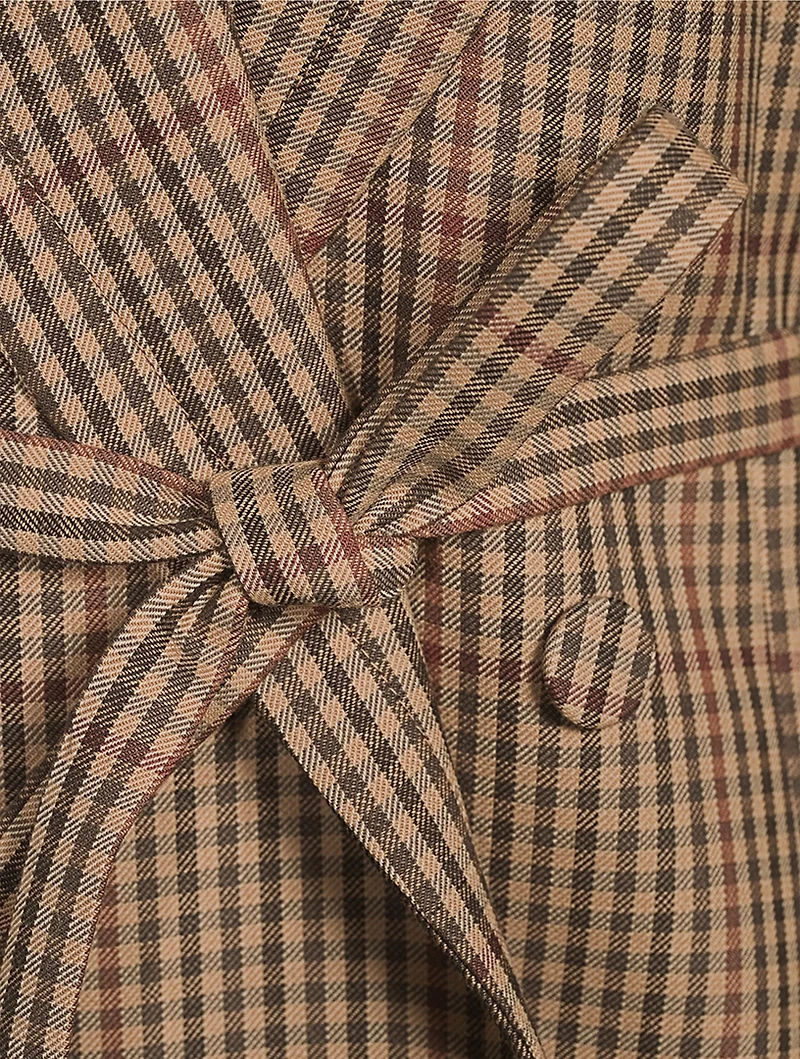 Bless Double-Breasted Wool Blazer Prince of Wales Print