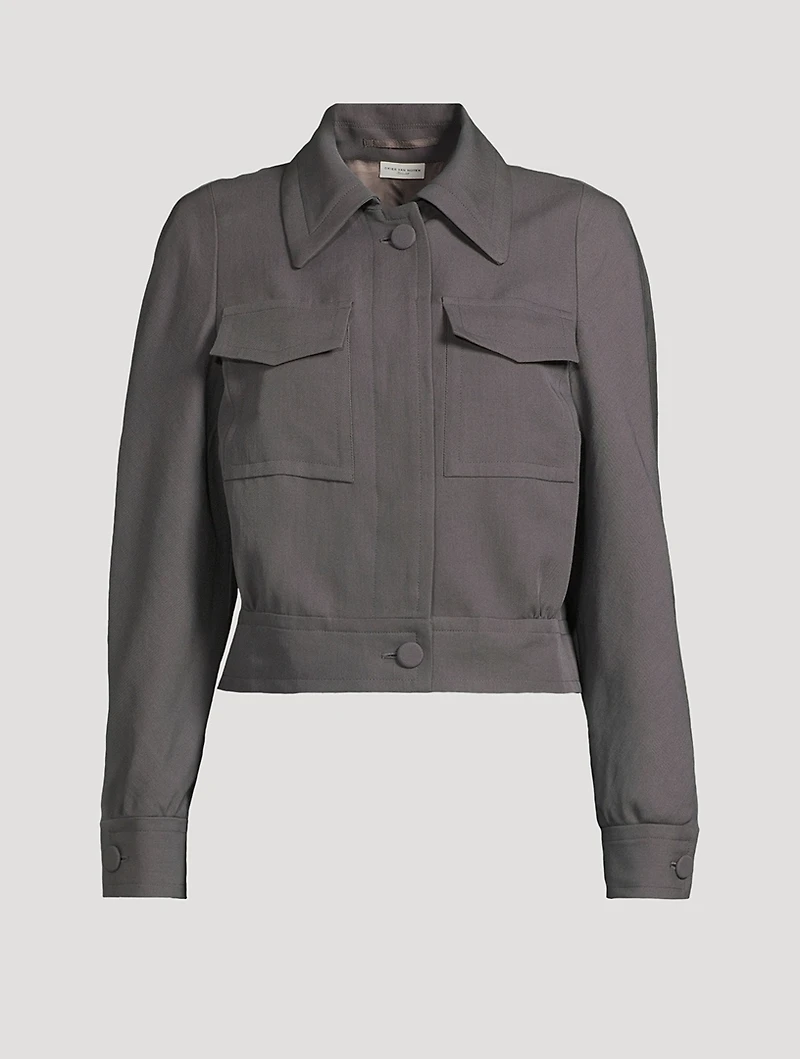 Fitted Gabardine Casual Jacket