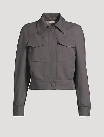 Fitted Gabardine Casual Jacket