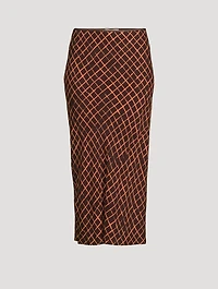 Sati Bias-Cut Midi Skirt Grid Print