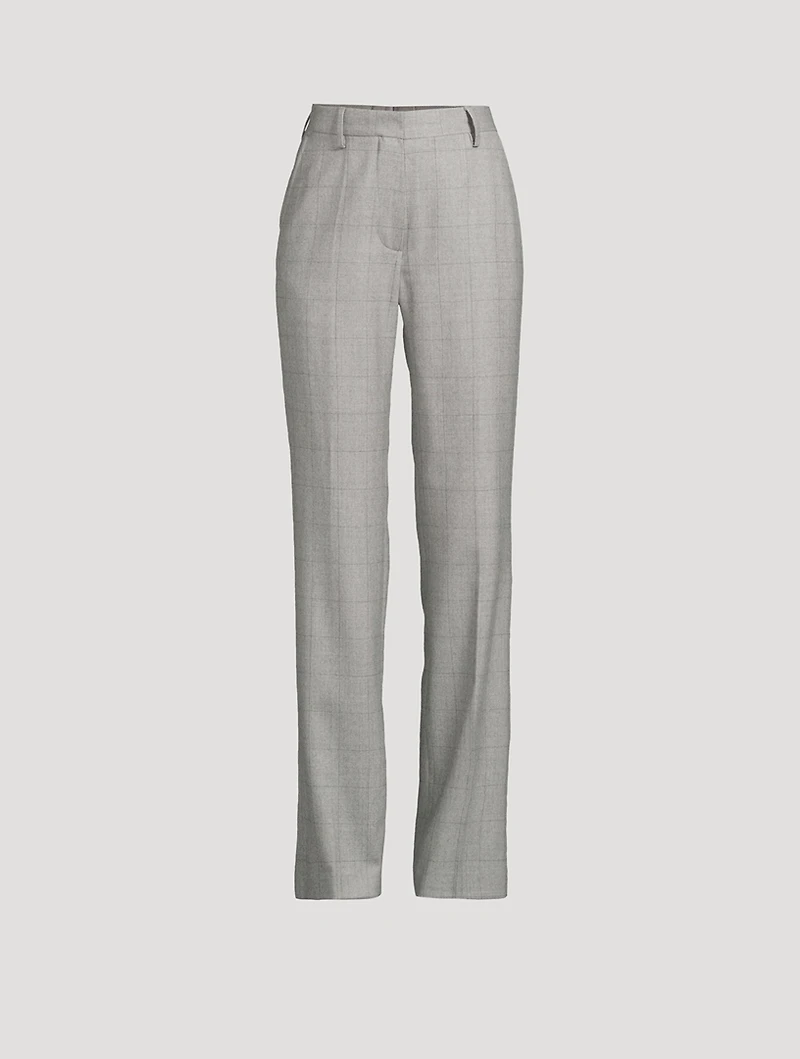 Pulla Wool Trousers Windowpane Check Print