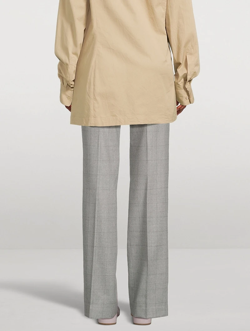 Pulla Wool Trousers Windowpane Check Print
