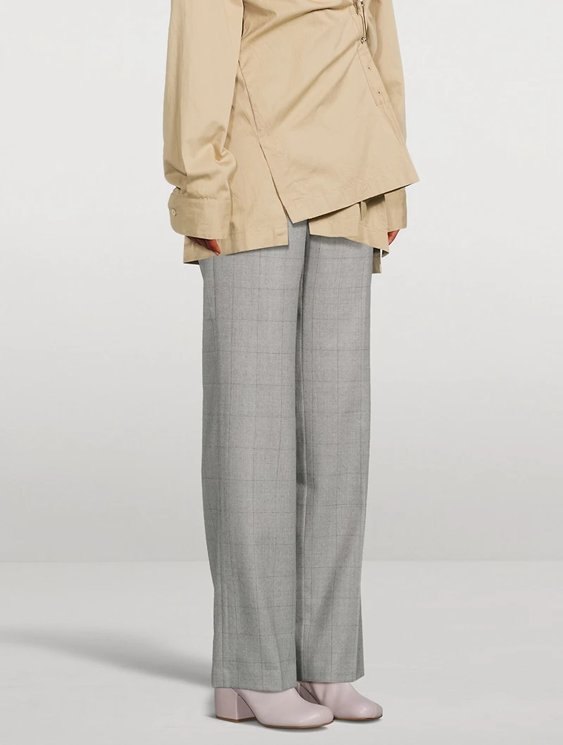 Pulla Wool Trousers Windowpane Check Print