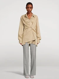 Pulla Wool Trousers Windowpane Check Print