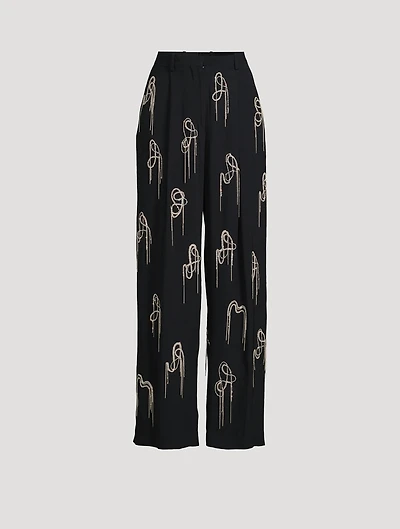 Porter Embellished Wide-Leg Trousers