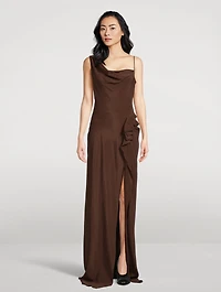 Crepe One-Shoulder Gown